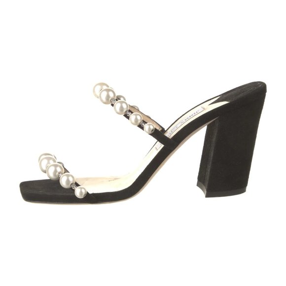 JIMMY CHOO Suede Beaded Accents Slides - Size 9 - Picture 2 of 11